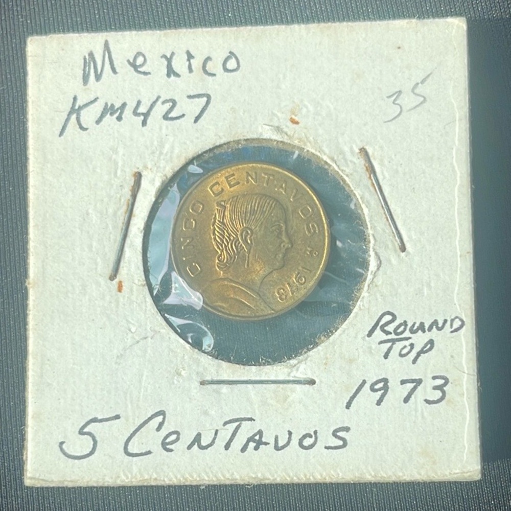 1973 Mexico 5 Centavos coin.